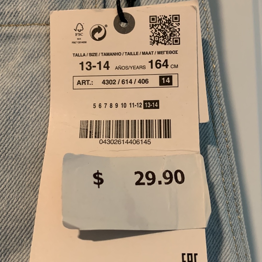 NWT Zara kids denim overalls skirt size 13-14 - Picture 3 of 5